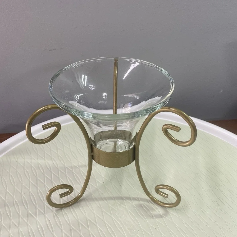 Vintage‎ Partylite Metal Gold Candle Holder 6" Tall 6"wide - Picture 3 of 8